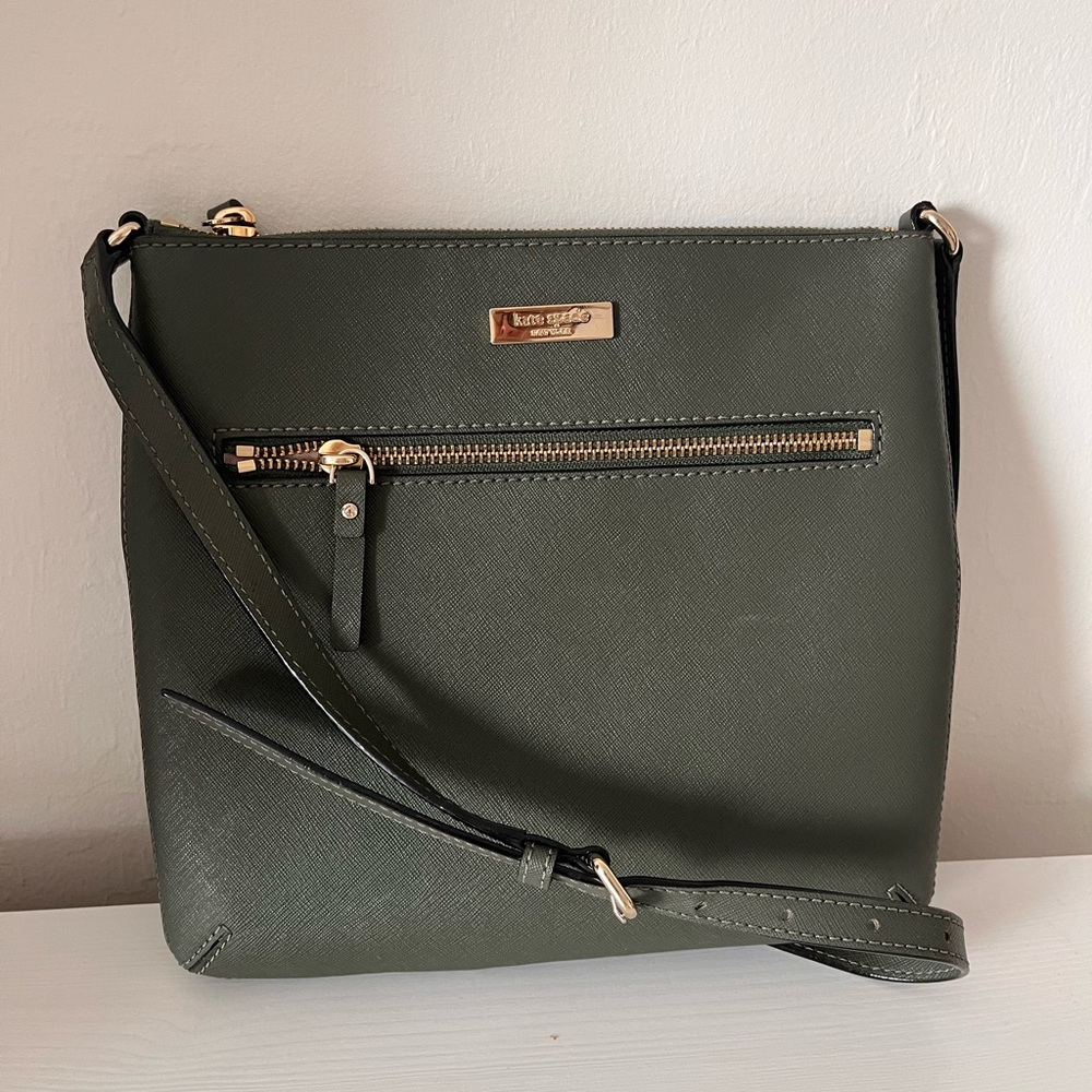 Kate Spade Olive Crossbody Bag with Gold Accents